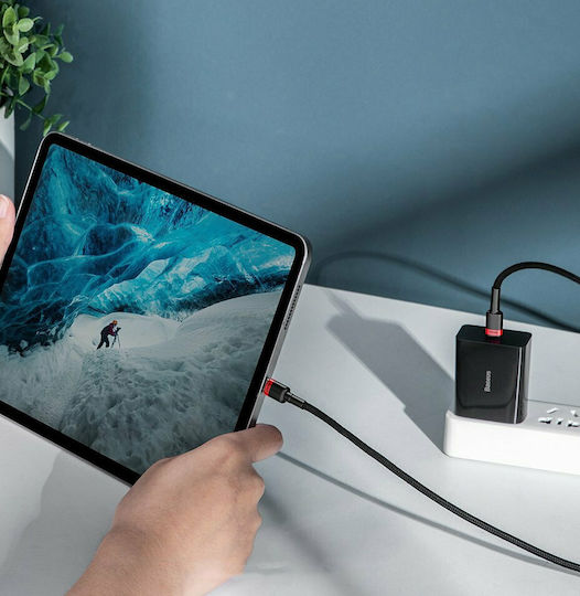 Baseus Cafule Плетен USB 2.0 Кабел USB-C Мъжки - USB-C 100W PD Червен 2m CATKLF-AL91
