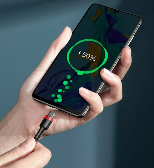 Baseus Cafule Плетен USB 2.0 Кабел USB-C Мъжки - USB-C 100W PD Червен 2m CATKLF-AL91