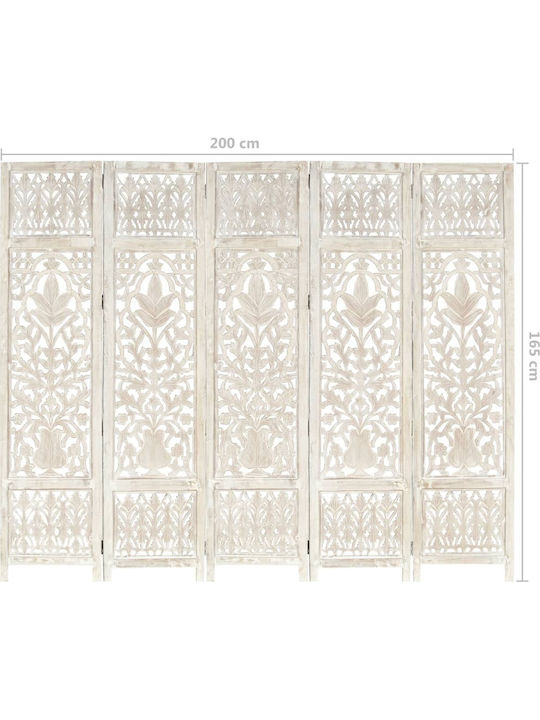 vidaXL Decorativ Paravan Lemn cu 5 Panouri 200x165cm