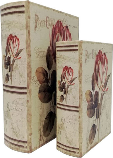 SP Souliotis Set Dekorative Boxen Hölzernes Blumen in Buchform 2 Stück SP Souliotis Set Dekorative Boxen Hölzernes Blumen in Buchform 2 Stück