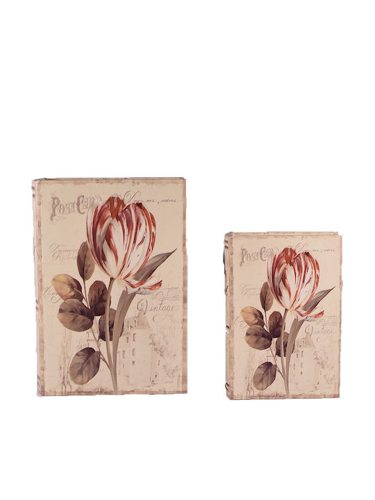 SP Souliotis Set of Wooden Decorative Boxes Flower Shaped as Book 2 Pieces