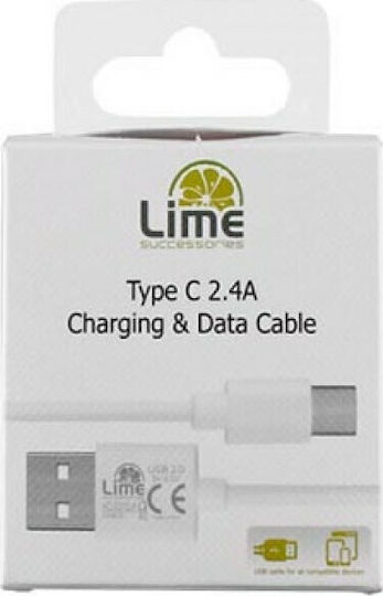 Lime Lime L01 USB 2.0 Kabel USB Typ-C männlich - USB-A Weiß 1m