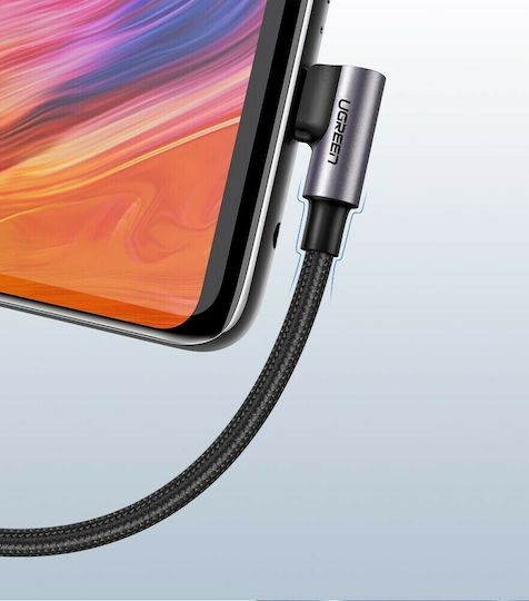 Ugreen Angle (90°) Braided USB 2.0 Cable USB-C Male - USB-A 18W Black 2m 50942