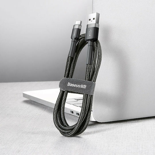 Baseus Cafule Braided USB 2.0 Cable USB-C Male - USB-A Black 0.5m CATKLF-AG1