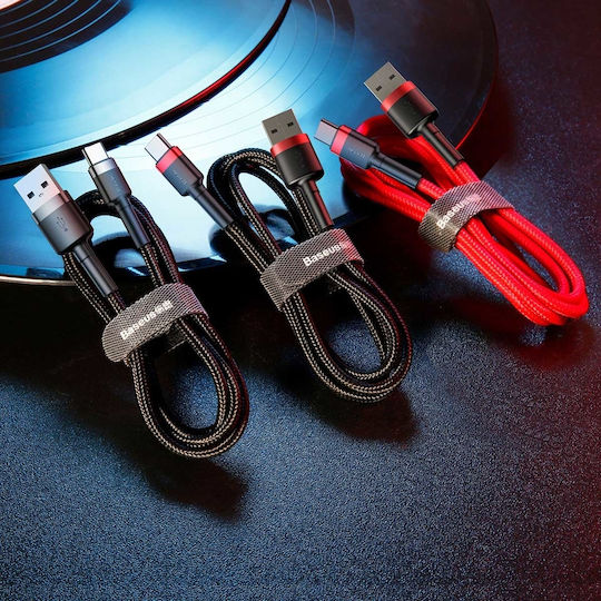 Baseus Cafule Braided USB 2.0 Cable USB-C male - USB-A Μαύρο 1m CATKLF-B91