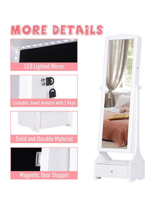 HomCom Floor Mirror with White Wooden Frame 150x45cm