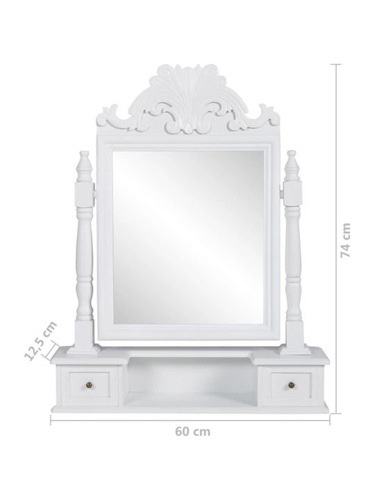 Стенна Спална Тоалетна Дървена Бяла с Огледало 50x13x74см