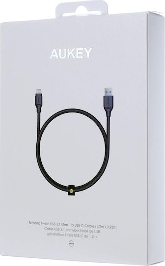 Aukey Braided USB 3.0 Cable USB-C male - USB-A 60W Black 1.2m (CB-AC1)