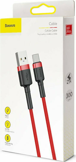Baseus Cafule Braided USB 2.0 Cable USB-C Male USB-A Red 3m CATKLF-U09