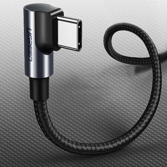 Ugreen US255 Angle (90°) / Braided USB 2.0 Cable USB-C male - USB-C 60W PD Μαύρο 2m 50125