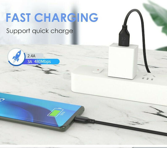 Cabletime C160 USB 2.0 Cable USB-C male - USB-A 15W Μαύρο 0.25m CT-C160-U323A-CMAM1-B