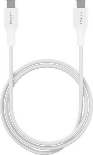 Puro USB 2.0 Кабел USB-C Мъжки - USB-C 60W Захранване PD Бял 2м CUSBCUSBC2MTWHI