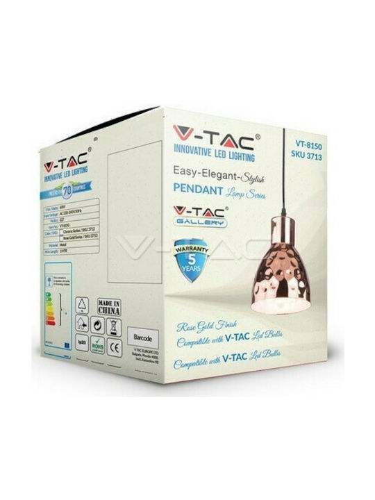 V-TAC Висящо Осветително Тяло Розово злато с Цокъл E27 15см.