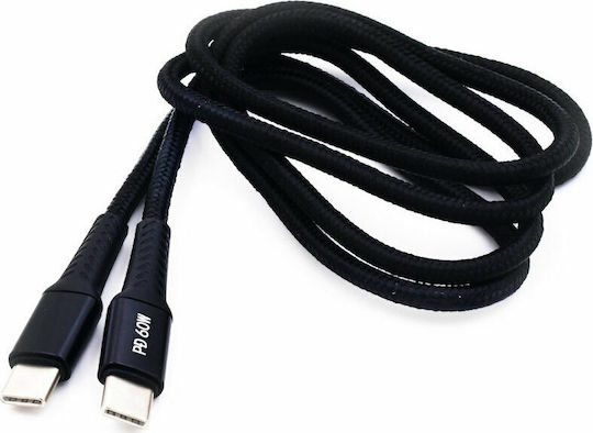 Awei CL-111T Braided USB 2.0 Cable USB-C male - USB-C 60W PD Μαύρο 1m
