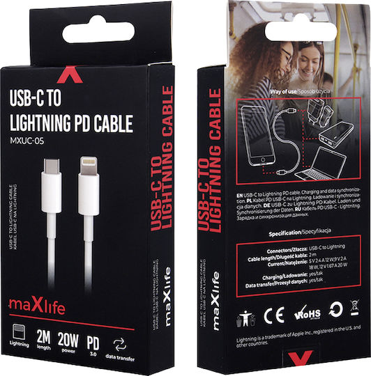 Maxlife USB-C zu Lightning Kabel 20W Weiß 2m (MXUC-05LW2)