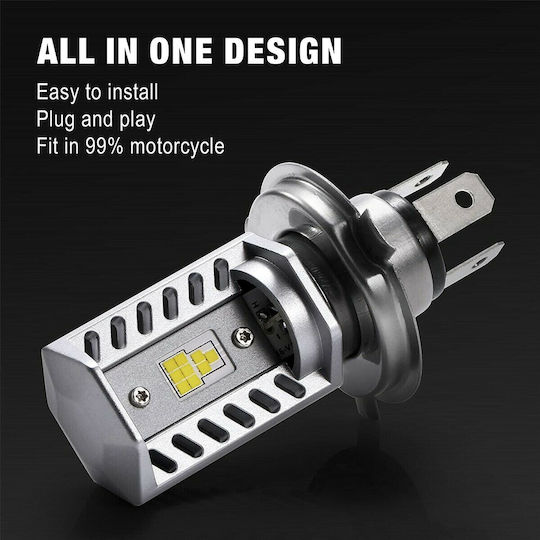 GloboStar Lamps Motorcycle H4 LED 6000K Cold White 9-32V 15W 1pcs