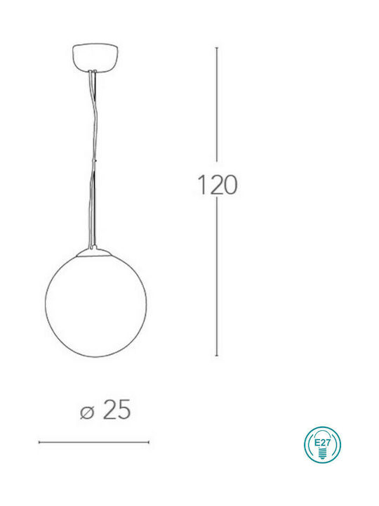 Fan Europe Lampd S25 Pendant Light Gray Ball with Socket E27 25x120cm