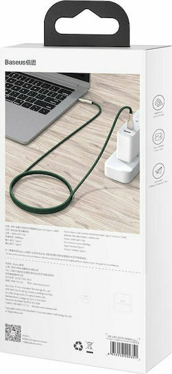 Baseus Cafule Metal Braided USB 2.0 Cable USB-C male - USB-C 100W Green 1m (CATJK-C06)