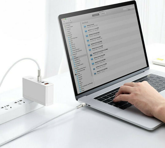 Baseus Cafule Metall Geflochtenes USB 2.0 Kabel USB-C männlich - USB-C 100W PD Weiß 1m CATJK-C02