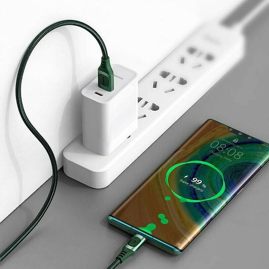 Baseus Power Delivery Braided USB 2.0 Cable USB-C Male - USB-A 15W Green 1m