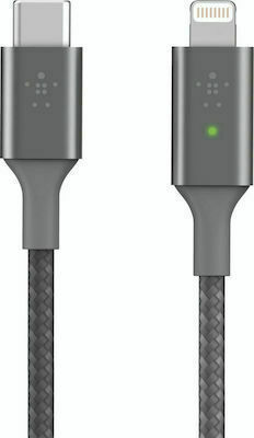 Belkin Smart LED USB-C to Lightning LED USB-C to Lightning Cable 18W Γκρι 1.2m (CAA006BT04GR)