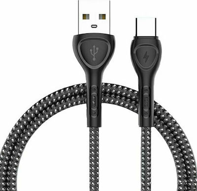 Ldnio LS481 Geflochten / LED USB 2.0 Kabel USB-C männlich - USB-A Gray 1m