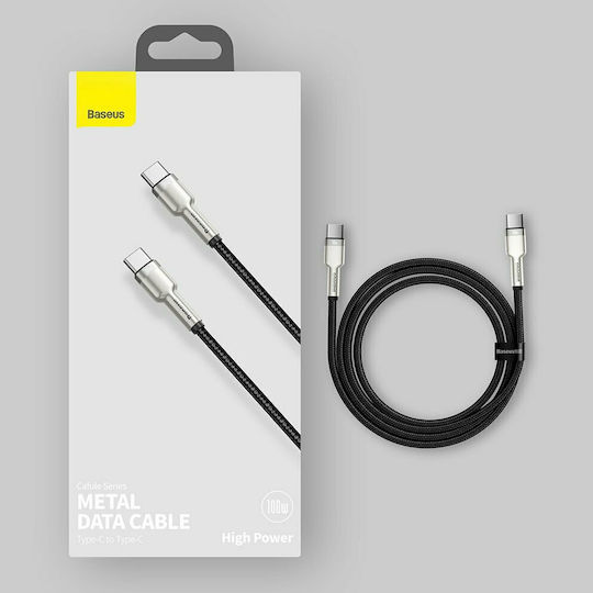 Baseus Cafule Metal Braided USB 2.0 Cable USB-C Male - USB-C 100W PD Black 1m CATJK-C01