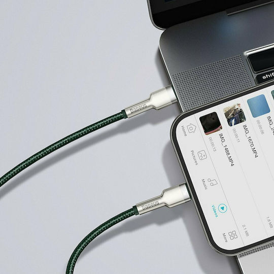 Baseus Cafule Metal Braided USB-C to Lightning Cable 20W Green 2m (CATLJK-B06)