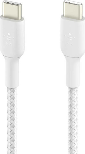 Belkin Braided USB 2.0 Cable USB-C Male - USB-C 60W PD White 1m CAB004bt1MWH