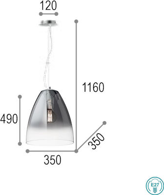 Ideal Lux Audi-20 SP1 Hängelampe für Fassung E27 Gray 35cmcm