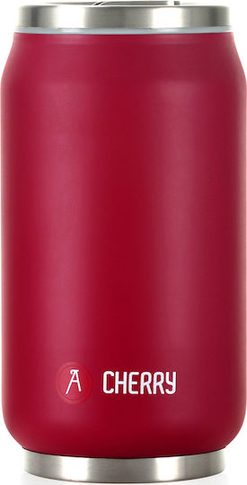 Les Artistes Pull Can'it Ποτήρι Θερμός Ανοξείδωτο BPA Free 280ml Cherry Mat με Επιστόμιο και Καλαμάκι
