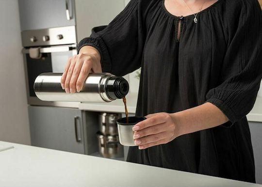 Nava Valve Lid-Cup Bottle Thermos Stainless Steel 500ml Silver with Cap-Cup