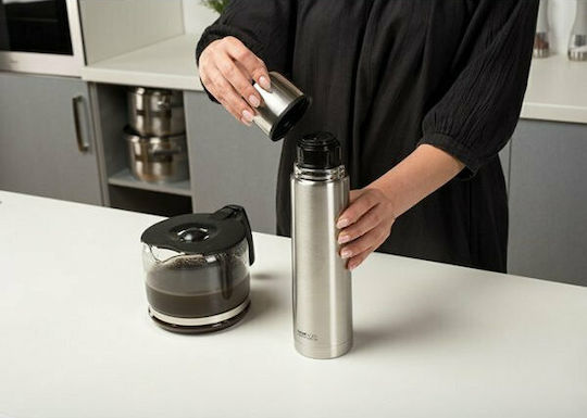 Nava Valve Lid-Cup Bottle Thermos Stainless Steel 500ml Silver with Cap-Cup