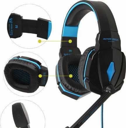 Kotion Each G4000 Over Ear Gaming Headset με σύνδεση 3.5mm / USB Μπλε
