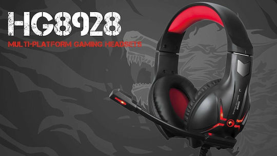 Marvo HG8928 Over Ear Gaming Headset με σύνδεση 2x3.5mm / 3.5mm Κόκκινο