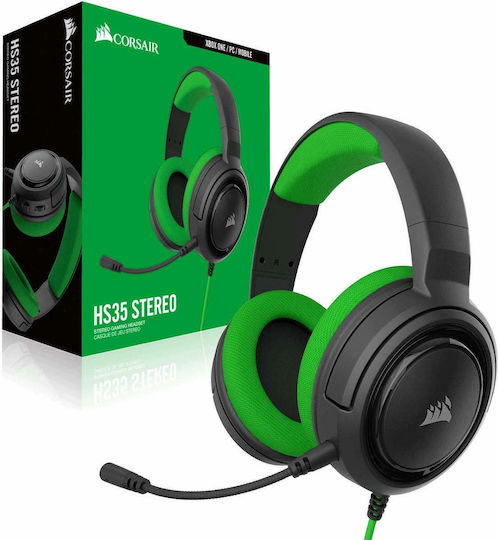Corsair HS35 Over Ear Gaming Headset with Connection 3.5mm Green