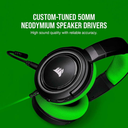 Corsair HS35 Over Ear Gaming Headset with Connection 3.5mm Green