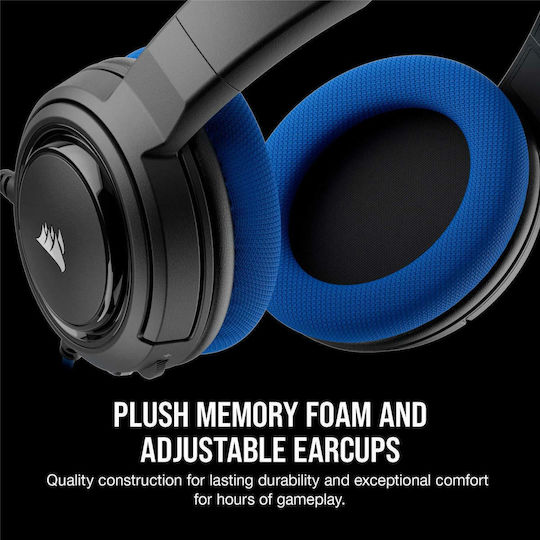 Corsair HS35 Over Ear Gaming Headset with Connection 3.5mm Blue