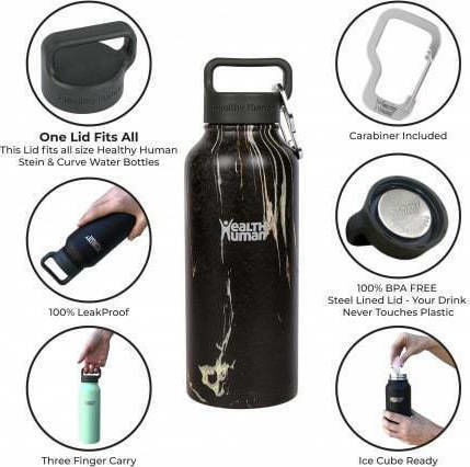 Healthy Human Stein Bottle Thermos Stainless Steel BPA Free 620ml Pink With Loop