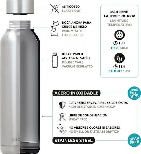 Quokka Solid Bottle Thermos Stainless Steel BPA Free 630ml Red with Mouthpiece