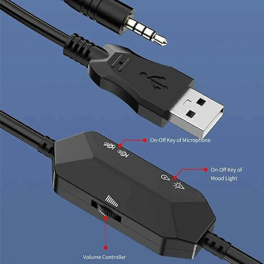 Awei ES-770i Надушници Геймърски слушалки с връзка 3,5 мм / USB Черен
