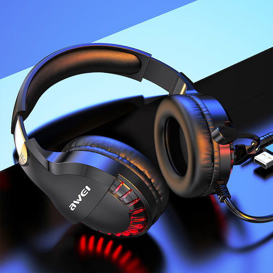 Awei ES-770i Надушници Геймърски слушалки с връзка 3,5 мм / USB Черен