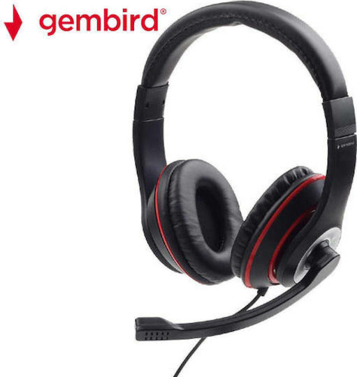 Gembird MHS-03-BK Over Ear Gaming Headset με σύνδεση 3.5mm Κόκκινο