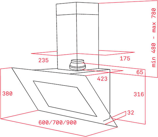 Teka DVT 985 Απορροφητήρας Καμινάδα 90cm Λευκός