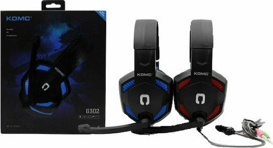Komc G302 Over Ear Gaming Headset με σύνδεση 2x3.5mm Black/Blue