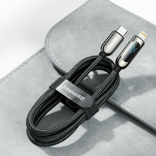 Baseus Display Плетена USB-C към Lightning кабел 20W Черен 1м (CATLSK-01)