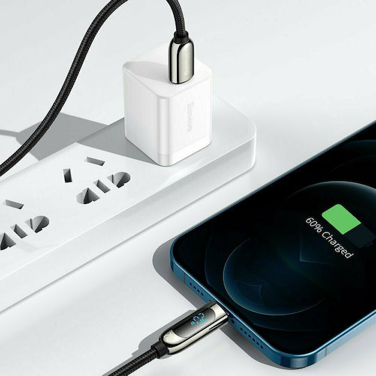 Baseus Display Плетена USB-C към Lightning кабел 20W Черен 1м (CATLSK-01)