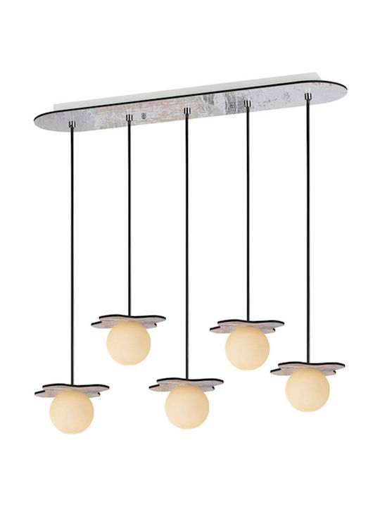 Aca Pendant Light Gray Rail for 5 Bulbs G9 63cm