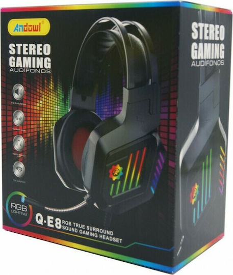 Andowl Q-E8 Over Ear Gaming Headset cu conexiune 2x3,5mm / USB Negru
