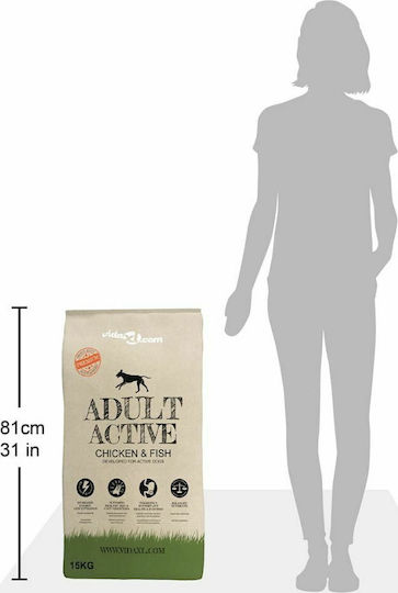 Premium Adult Active Chicken 15kg Dry Dog Food for Adult Dogs with Chicken and Fish